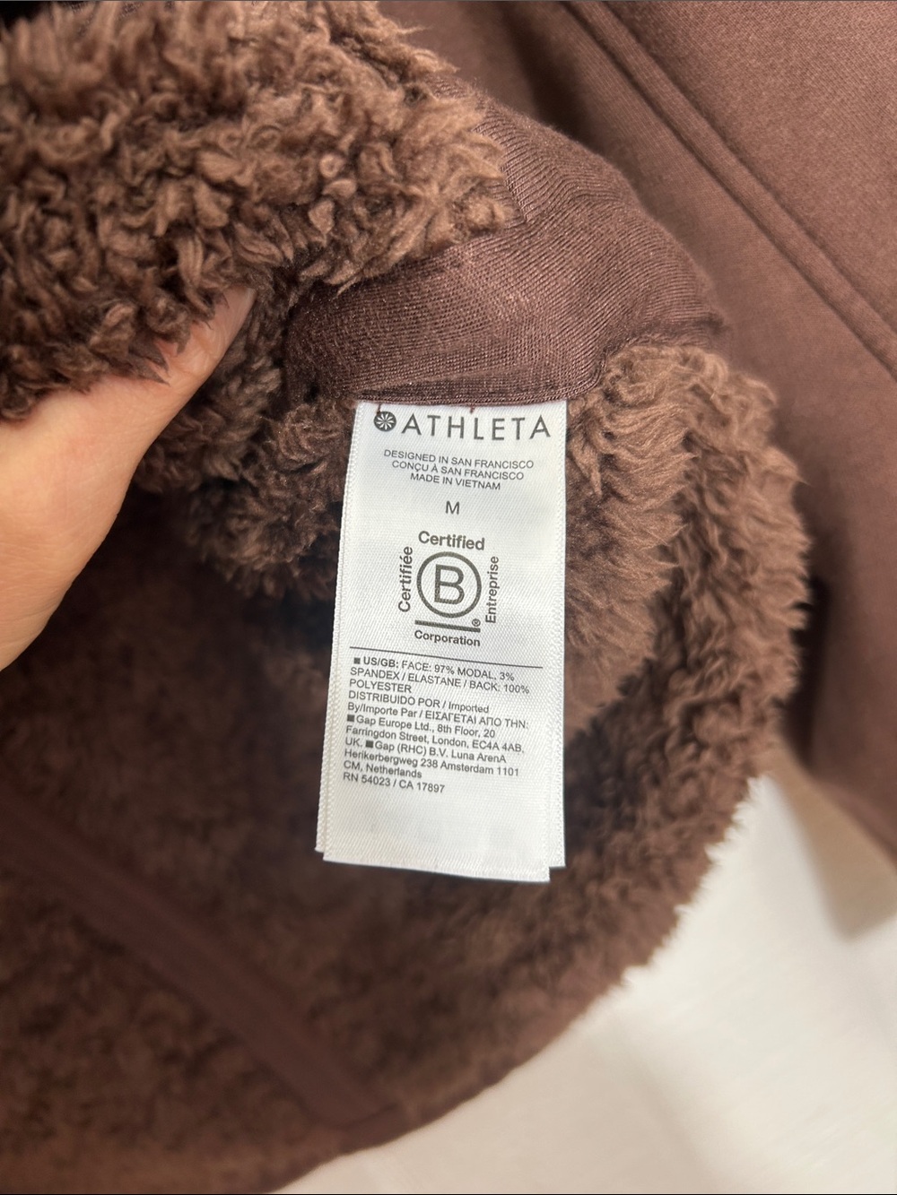 Athleta Dark Brown Westbound Sherpa Jacket Medium Faux Fur - Picture 4 of 6
